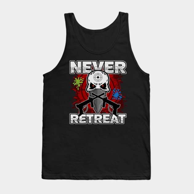 Paintball Skull Never Retreat Tank Top by RadStar